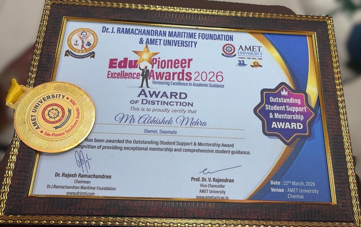 AMET University Award Certificate